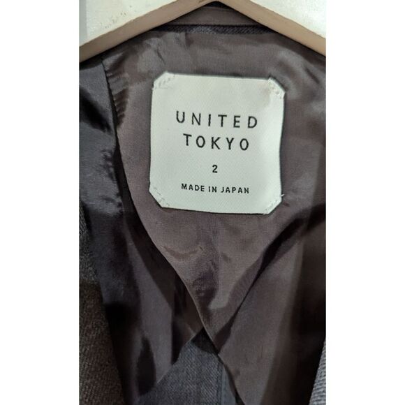 United Tokyo Men's Size 2 Slim Fit Wool Blend Three Button Blazer Charcoal Grey - Picture 6 of 8
